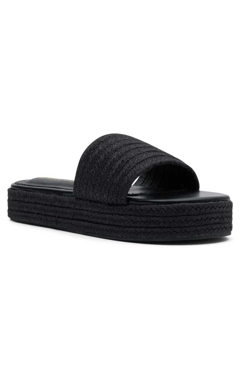 White Fox Lush Life Slides Black Woven | IETNXU-405