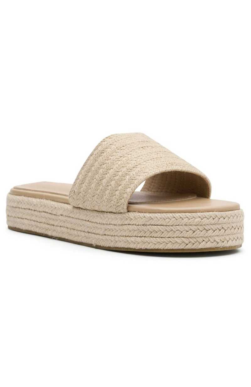 White Fox Lush Life Slides Natural Woven | OPWEVJ-976