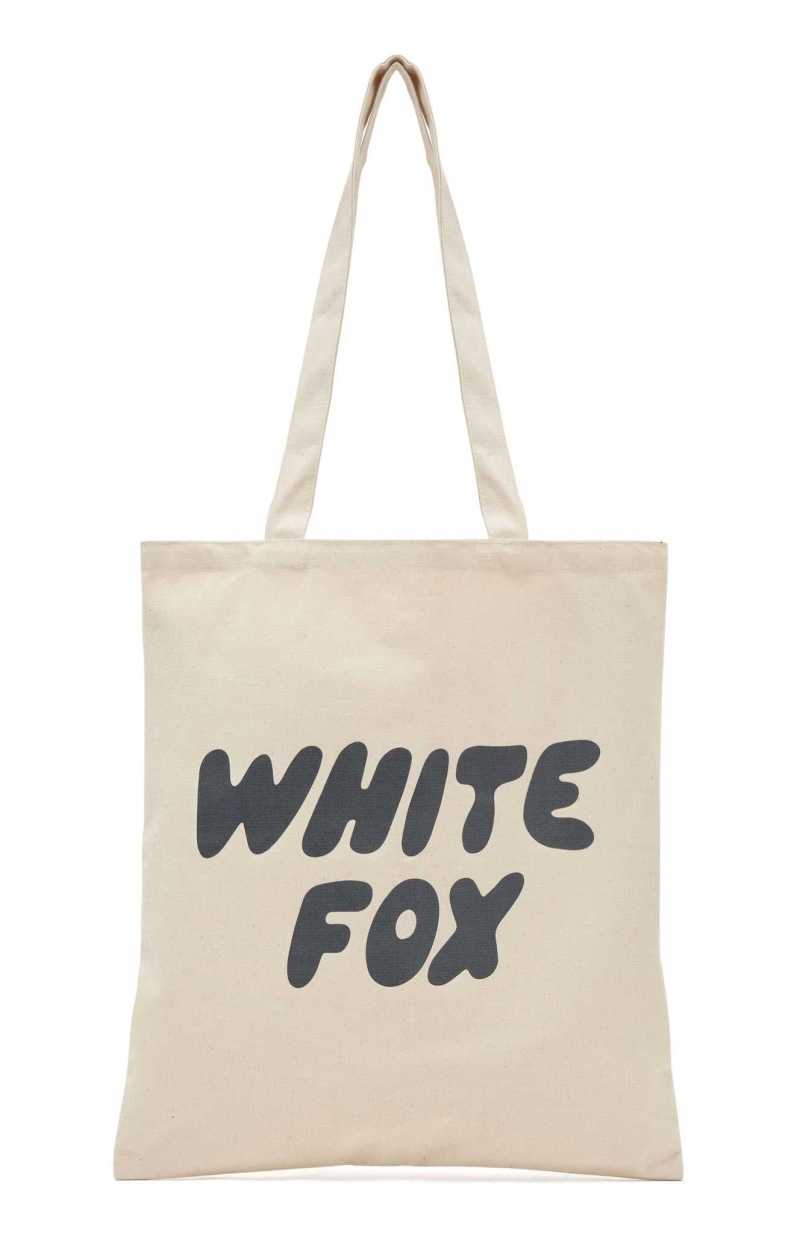 White Fox Main Moment Tote Bag Cream/Shadow | WQOMHA-472