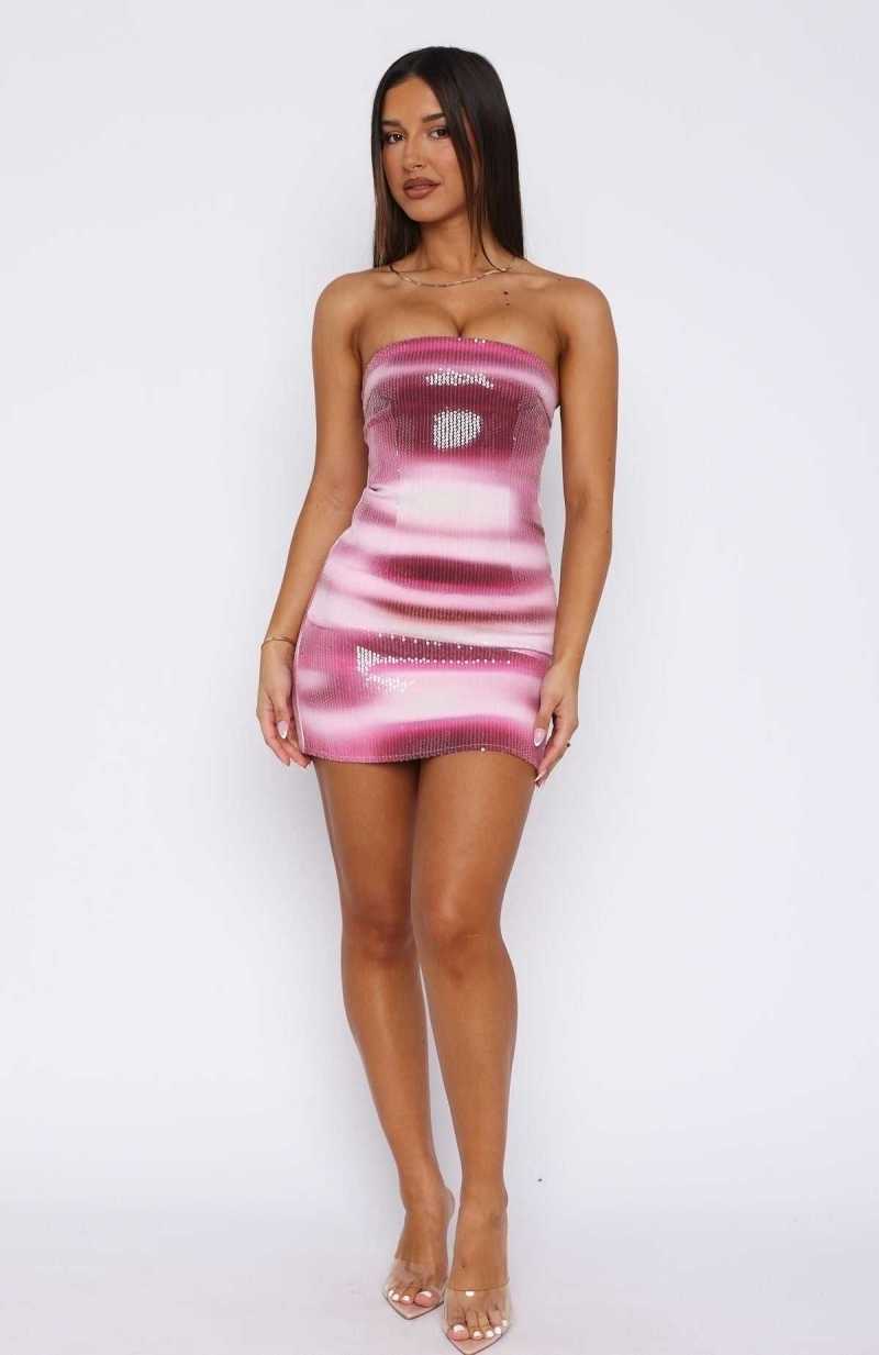 White Fox Make Up My Mind Mini Dress Boysenberry Ripple | OGIEVB-946