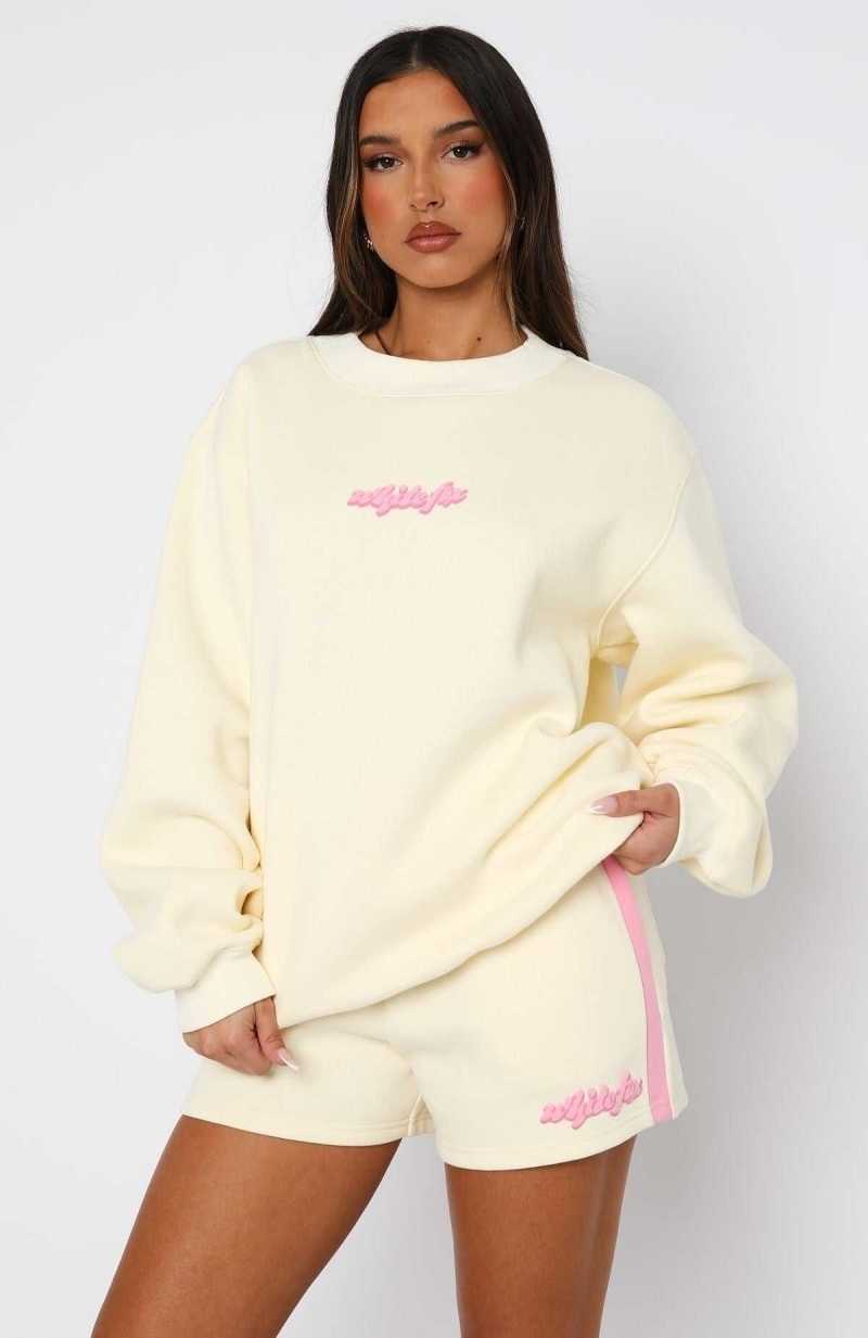 White Fox Make You Double Take Oversized Sweater Buttercream | OTEICU-190