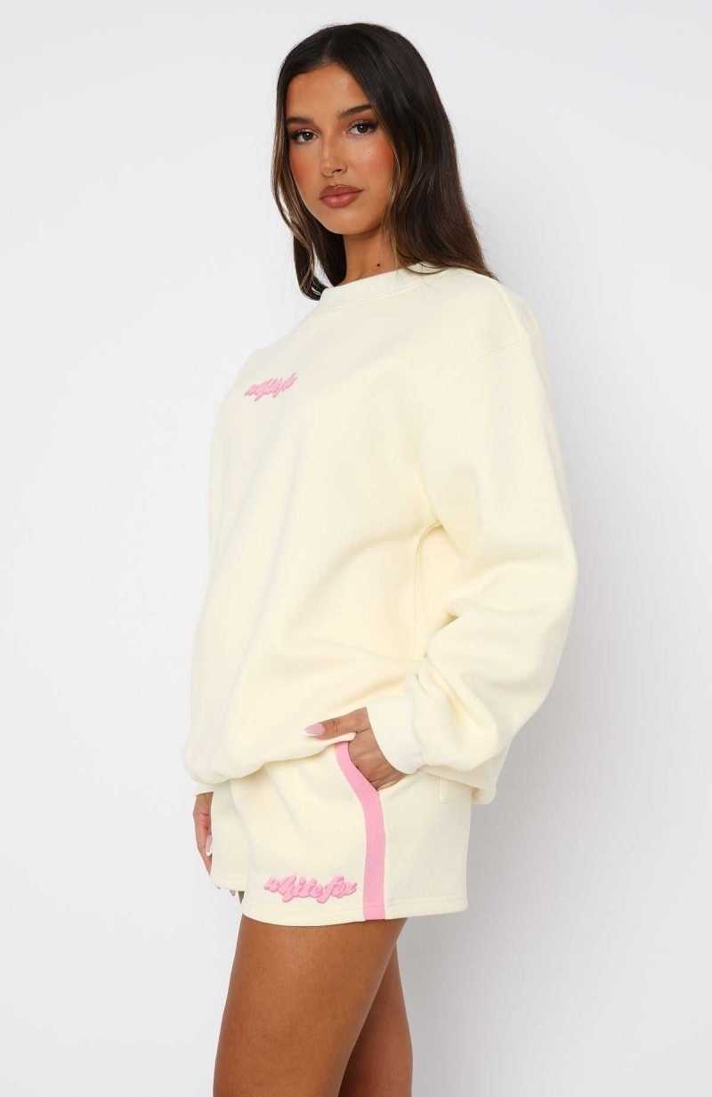 White Fox Make You Double Take Oversized Sweater Buttercream | OTEICU-190