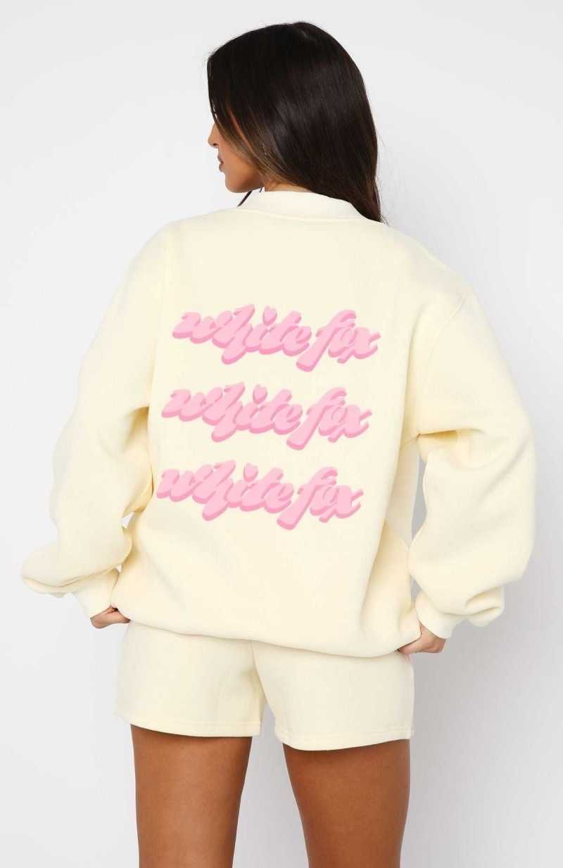 White Fox Make You Double Take Oversized Sweater Buttercream | OTEICU-190