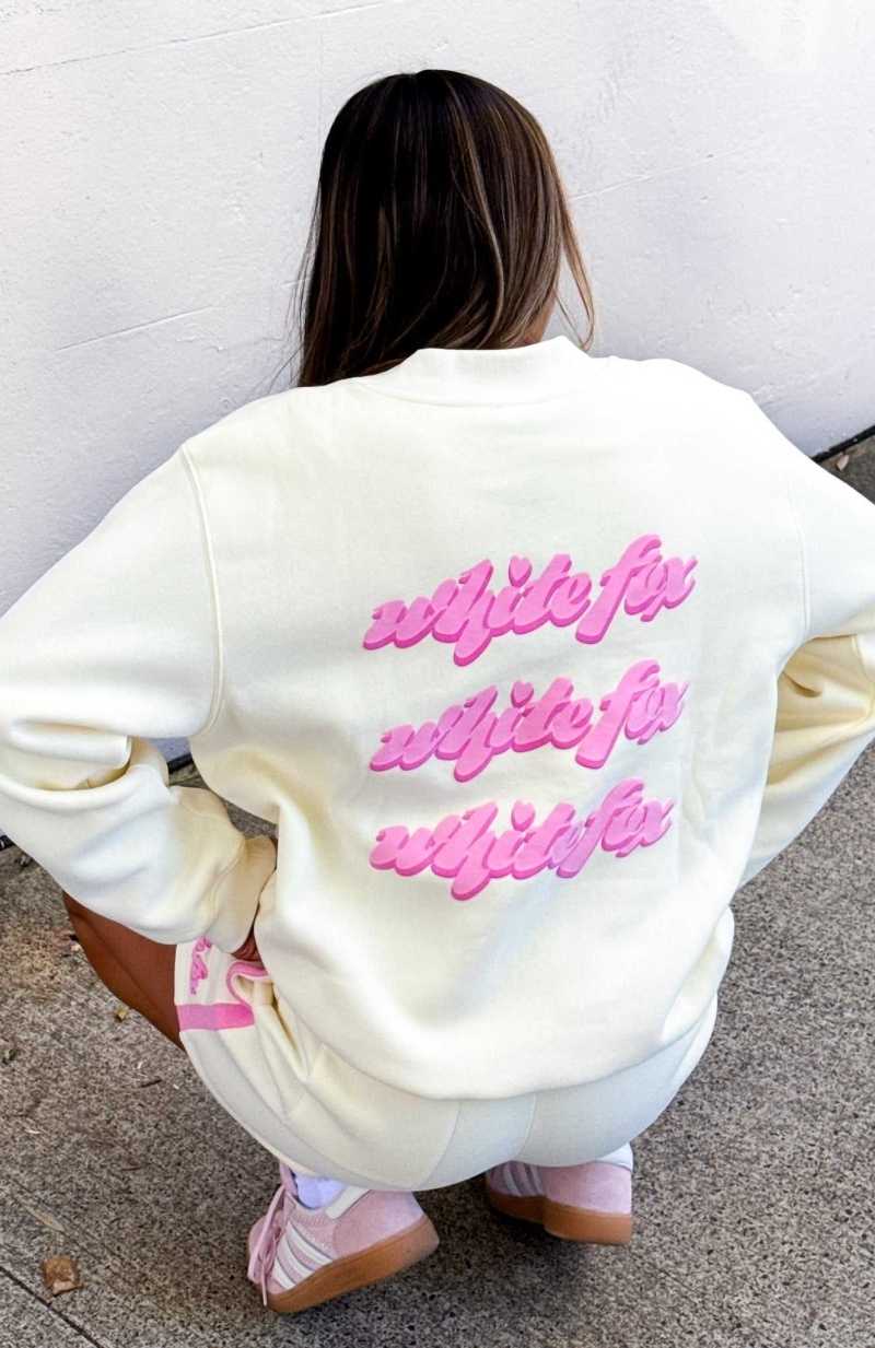 White Fox Make You Double Take Oversized Sweater Buttercream | OTEICU-190