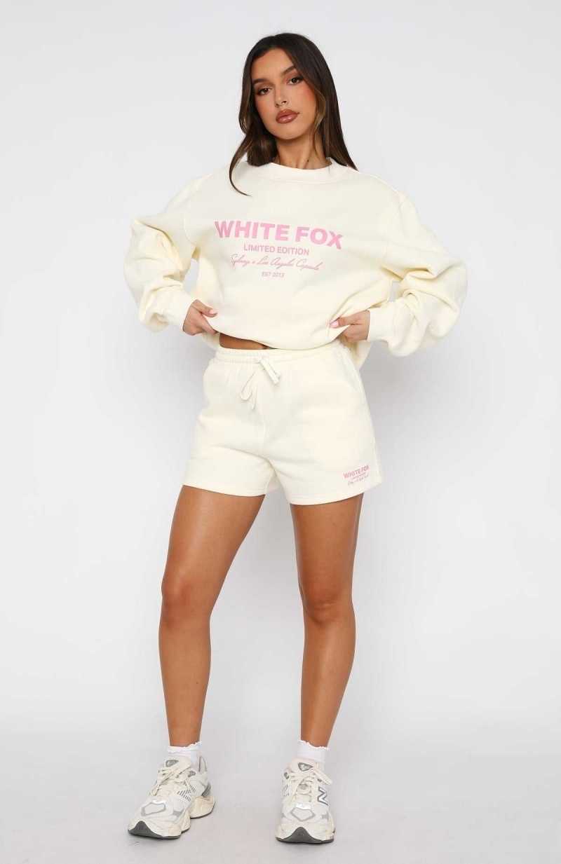 White Fox Manifest It Lounge Shorts Cream | SIAEGQ-917