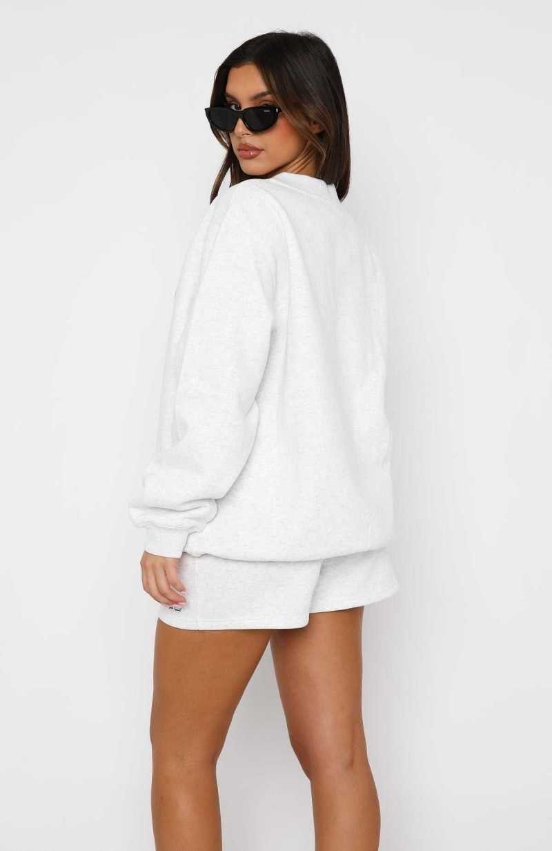 White Fox Manifest It Oversized Sweater Grey Marle | IQJFKD-158