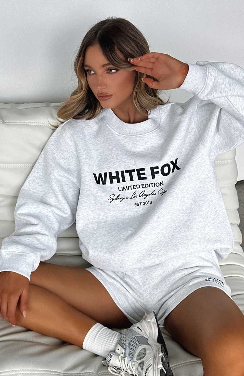 White Fox Manifest It Oversized Sweater Grey Marle | IQJFKD-158