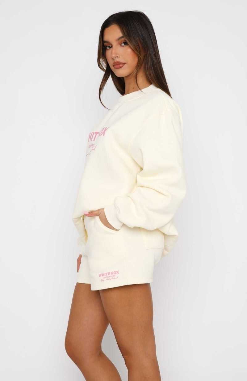 White Fox Manifest It Oversized Sweater Cream | NJREDW-217