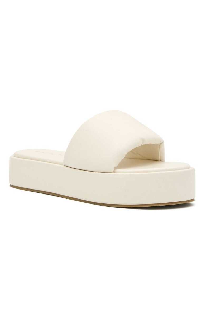 White Fox Matea Platform Slides Bone | QDVBCI-927