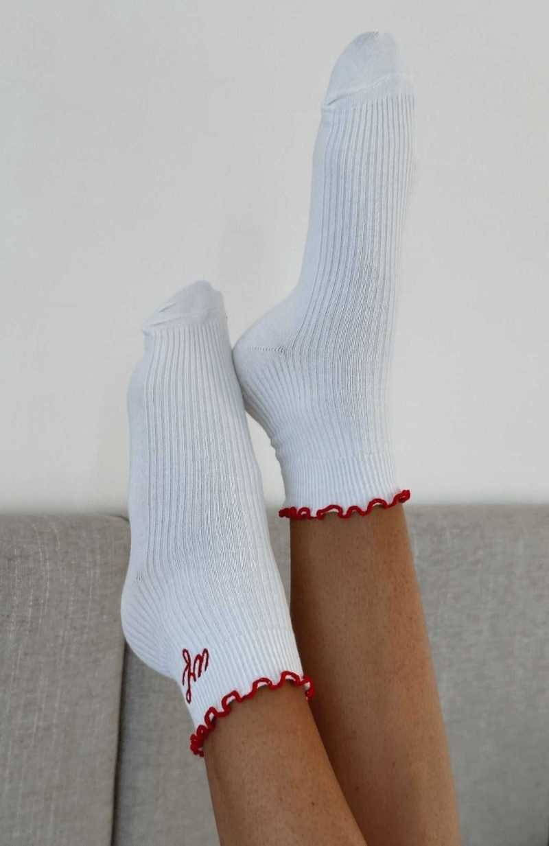 White Fox Me Time Socks White/Red | ITPFZX-531