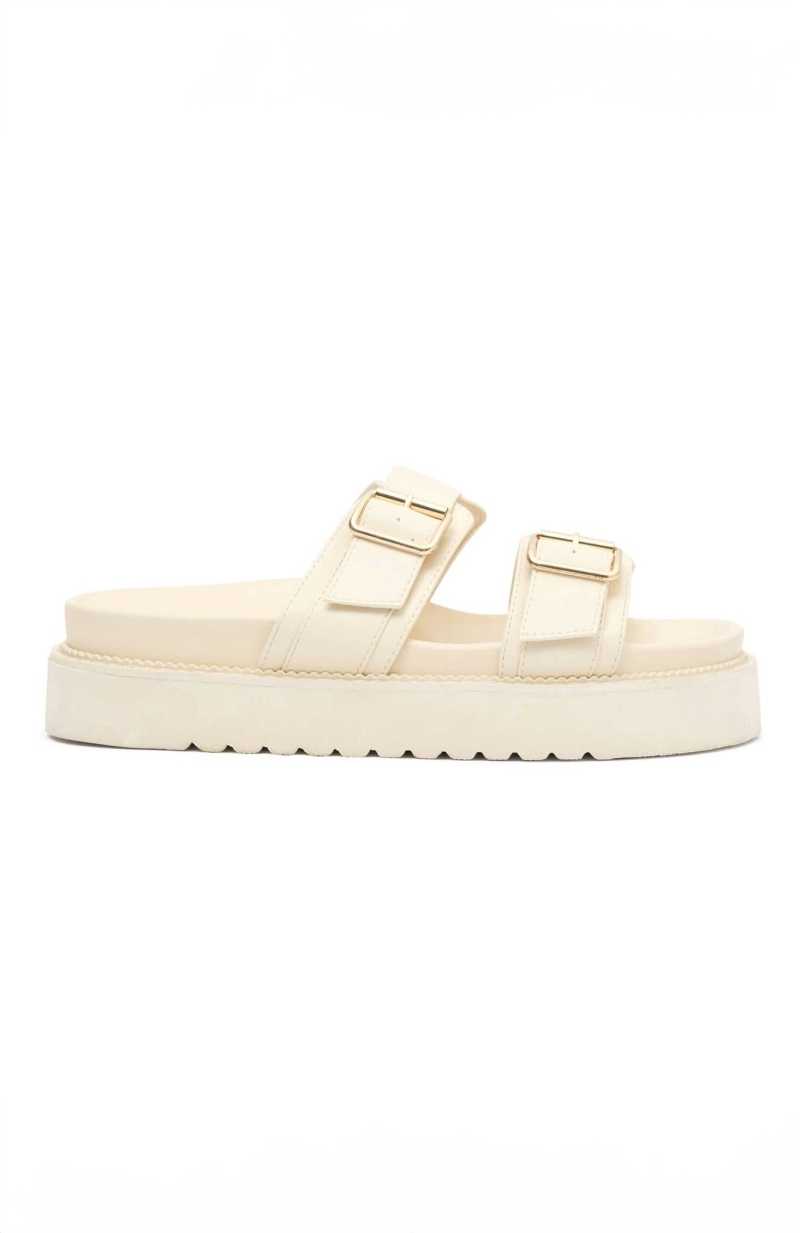 White Fox Mila Slides Ivory | YJHCRN-326