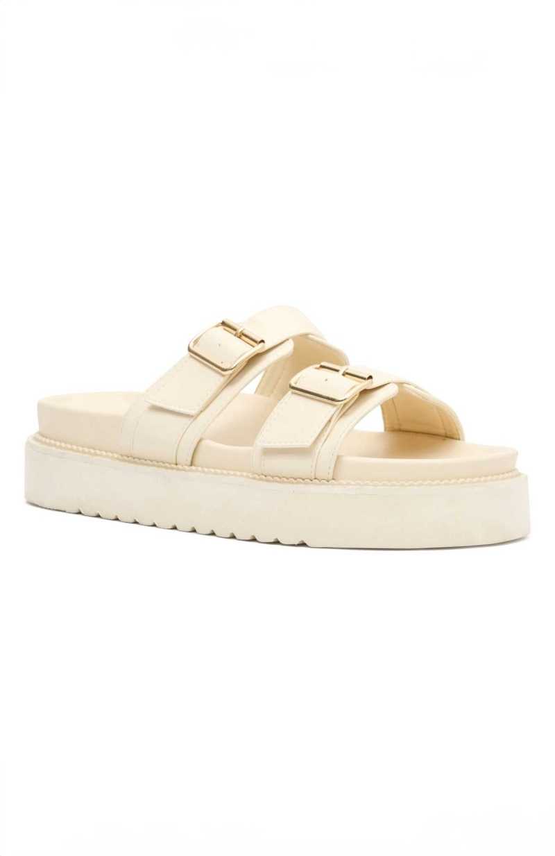 White Fox Mila Slides Ivory | YJHCRN-326