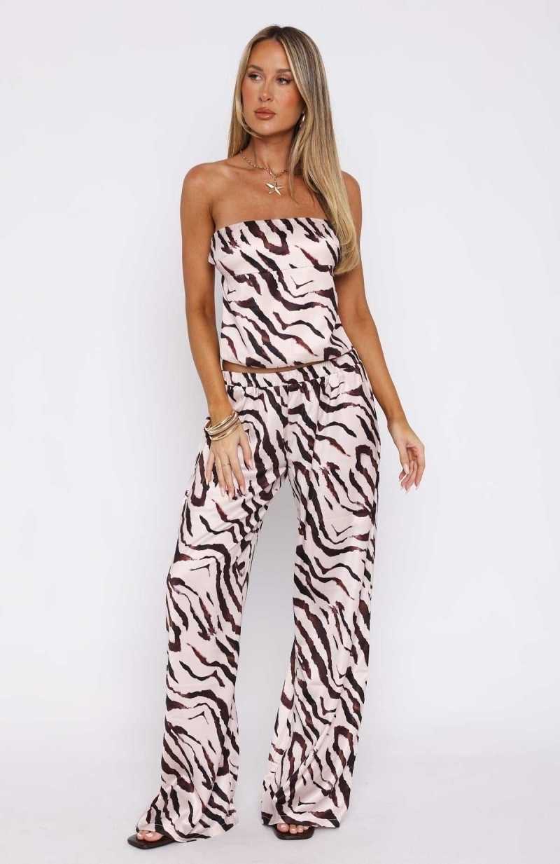 White Fox More To Come Pants Hazelnut Stripe | AXSLNK-206
