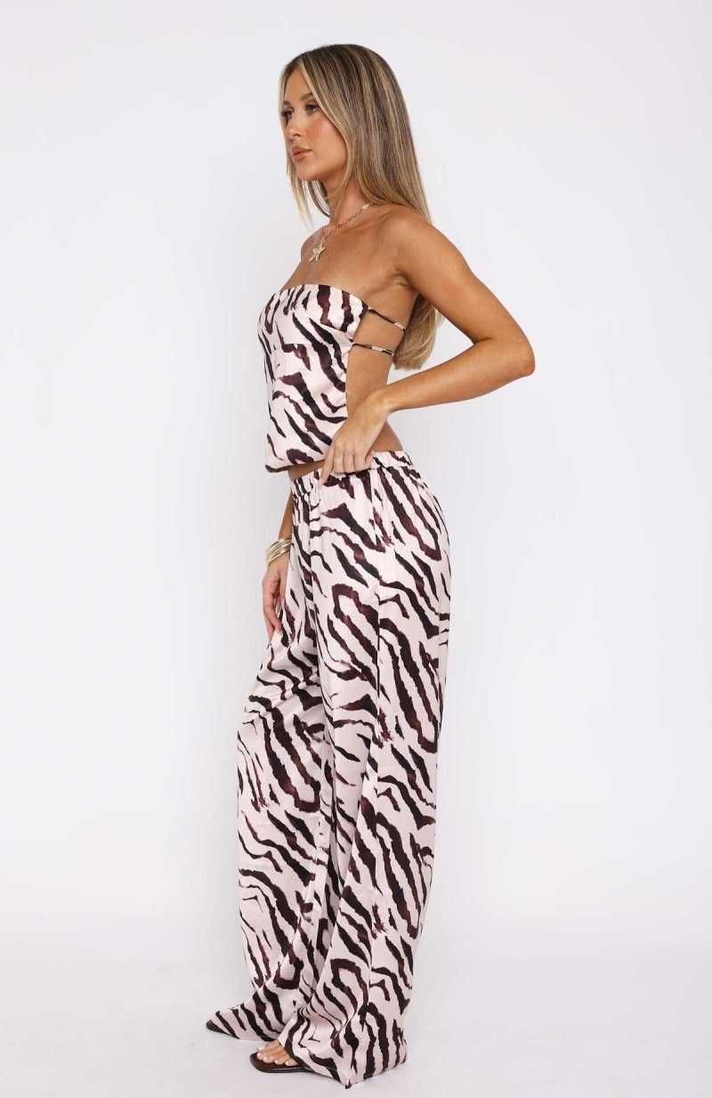 White Fox More To Come Pants Hazelnut Stripe | AXSLNK-206