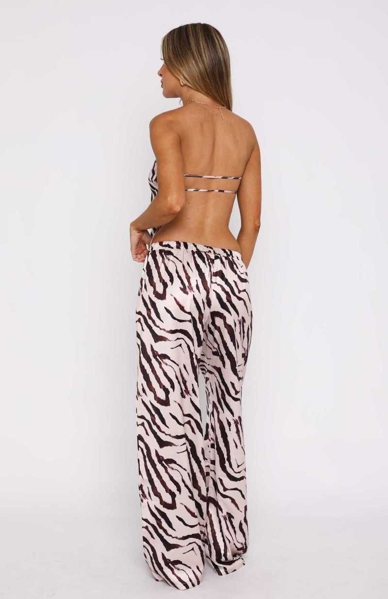 White Fox More To Come Pants Hazelnut Stripe | AXSLNK-206