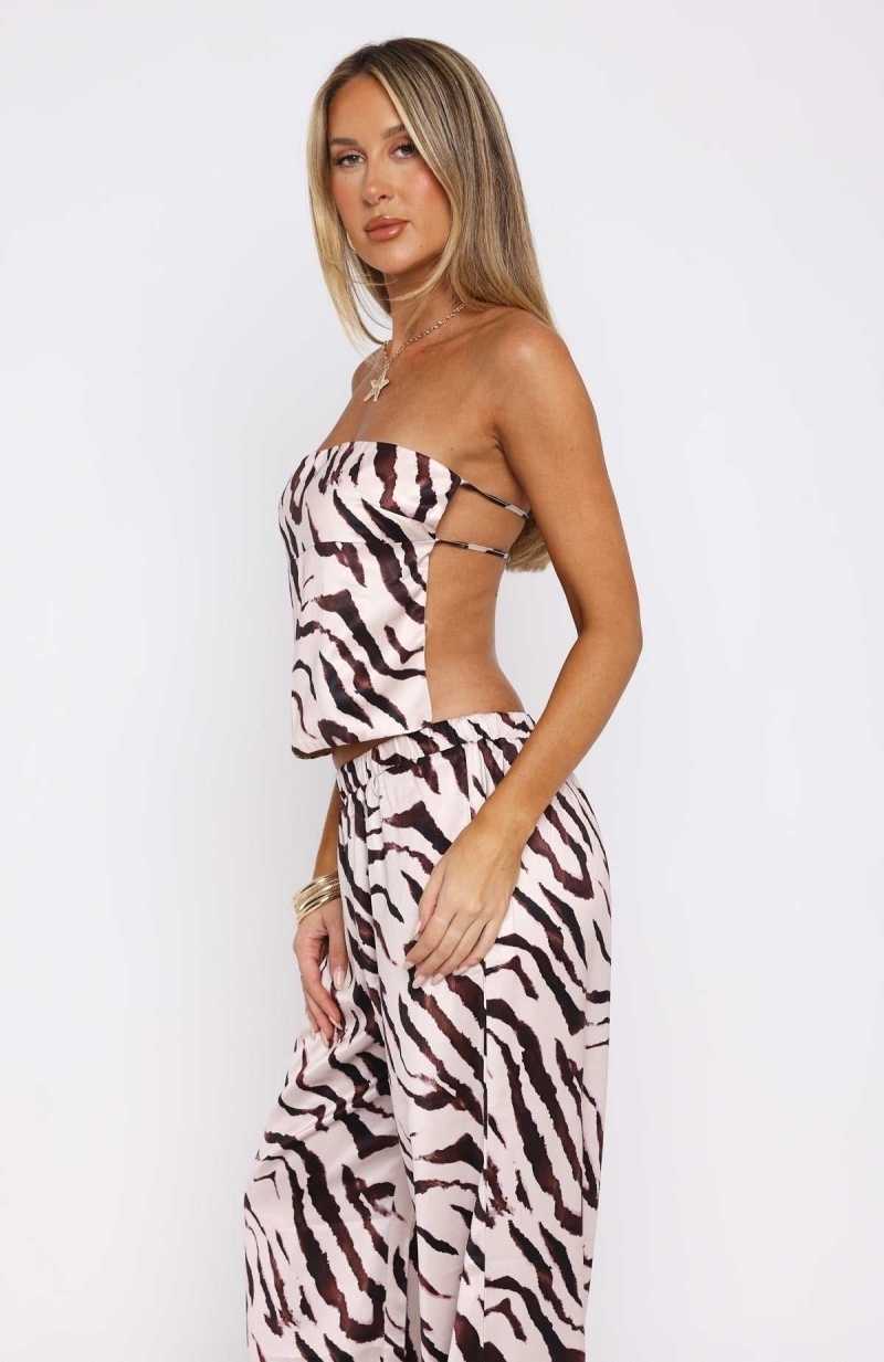 White Fox More To Come Top Hazelnut Stripe | UZLONA-154