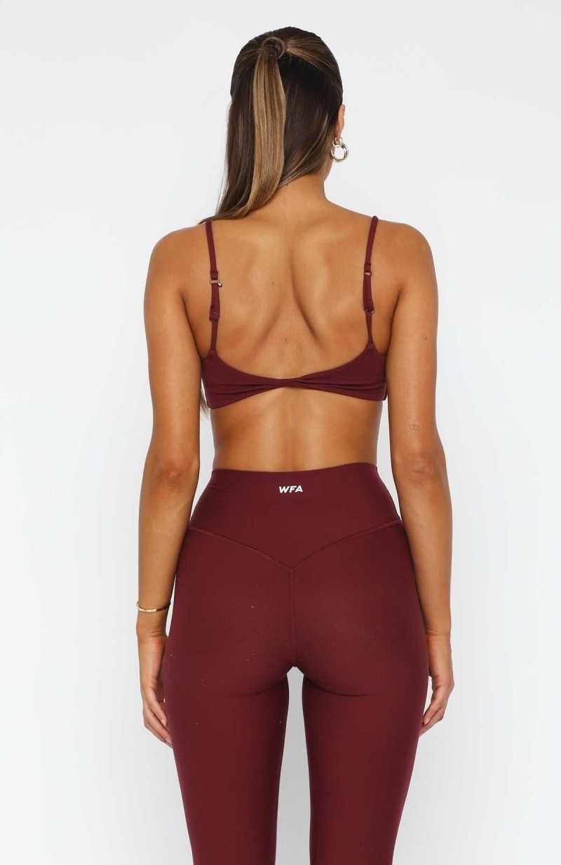 White Fox Motivate You Sports Bra Burgundy | BWJHDU-158