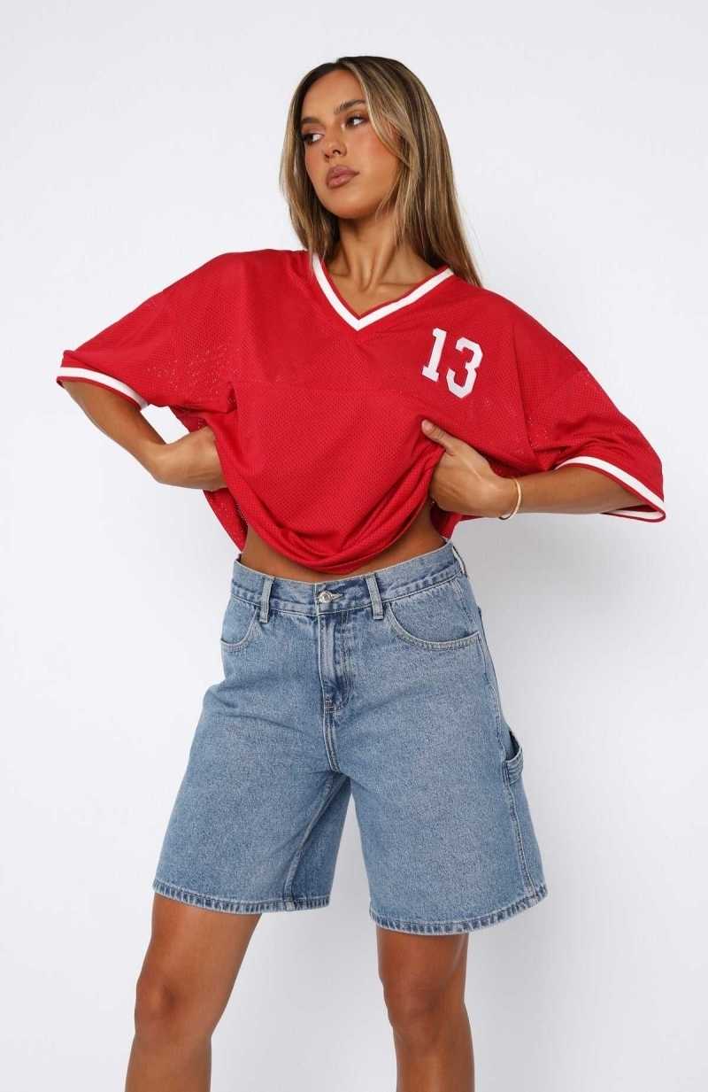 White Fox Moves To Make Oversized Sports Tee Red | SHXBFR-680