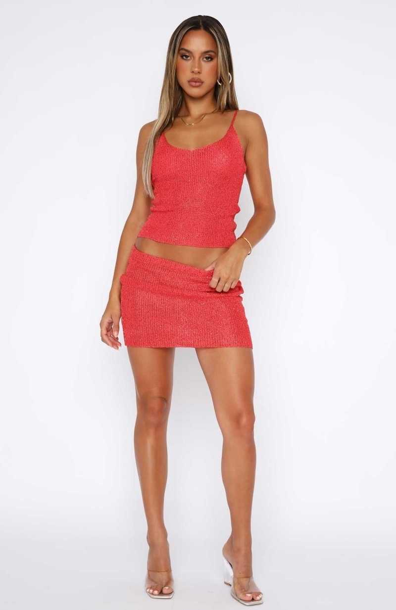 White Fox My Little Secret Sequin Knit Mini Skirt Red | WOLHCI-236