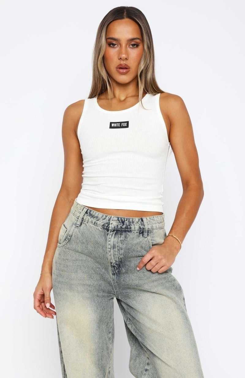 White Fox My Only Hope Ribbed Tank Top White | YKCPRX-547