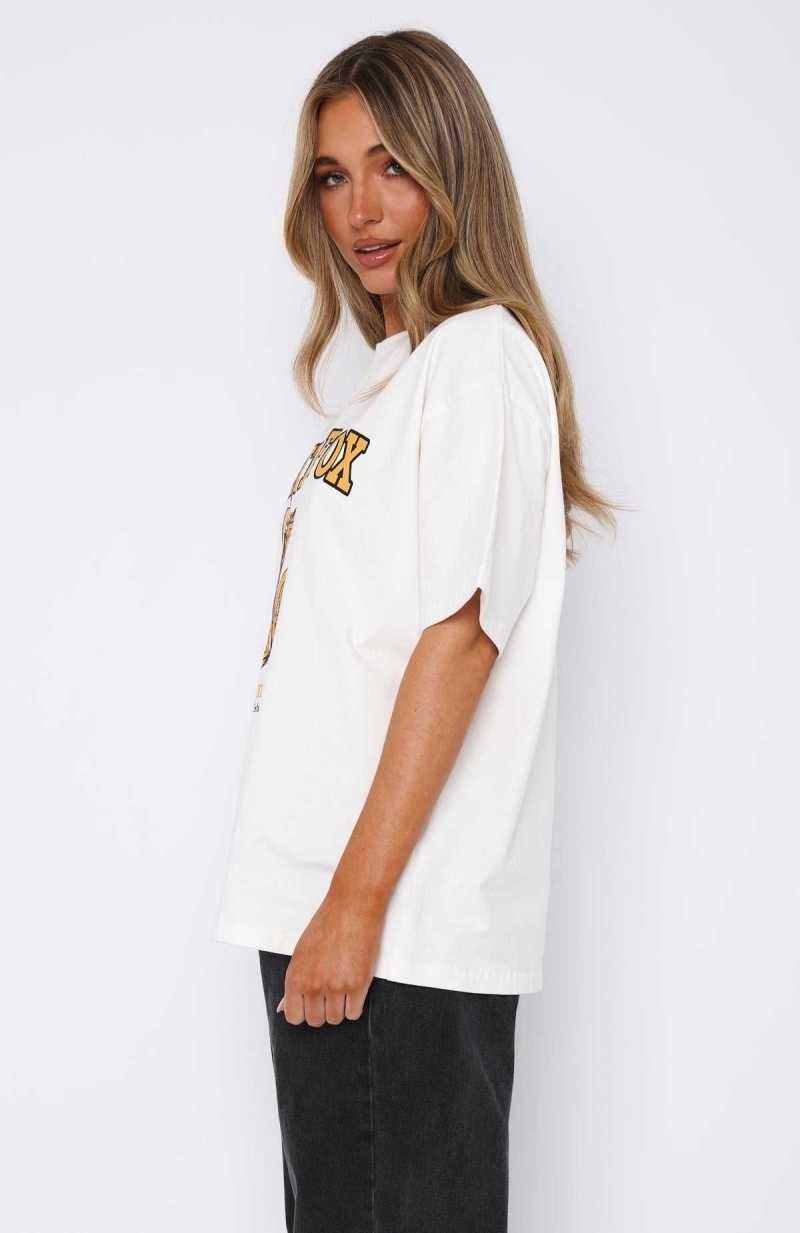 White Fox Need Some Time Oversized Tee White | JQYZCR-956