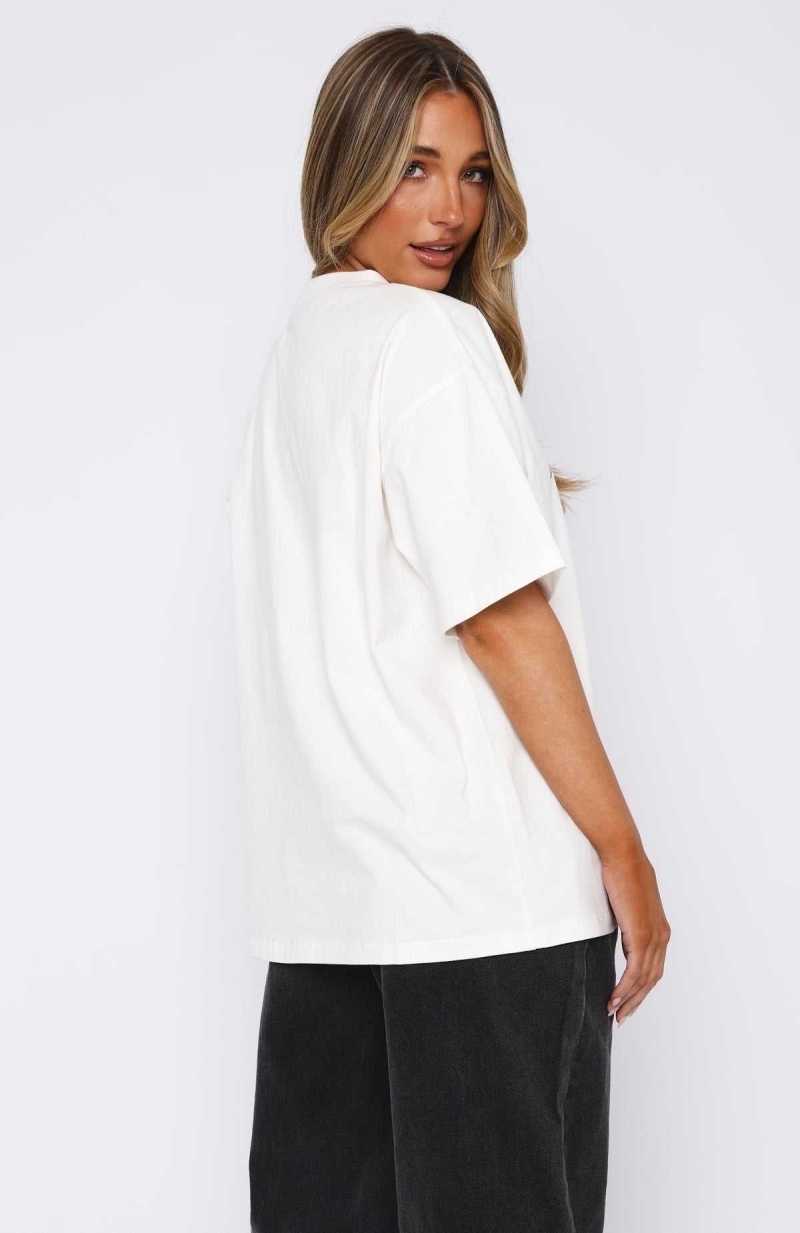 White Fox Need Some Time Oversized Tee White | JQYZCR-956
