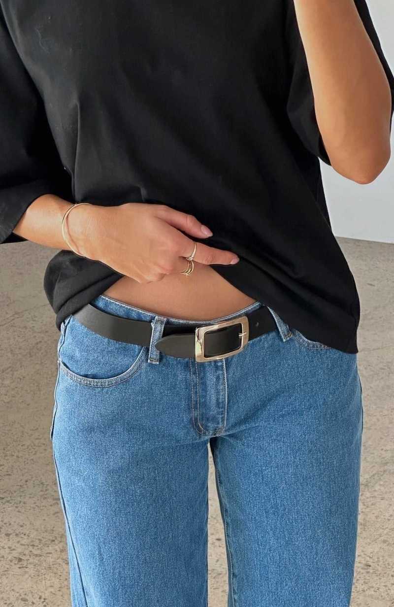 White Fox Nights Like These Belt Black/Gold | HDIOUA-947