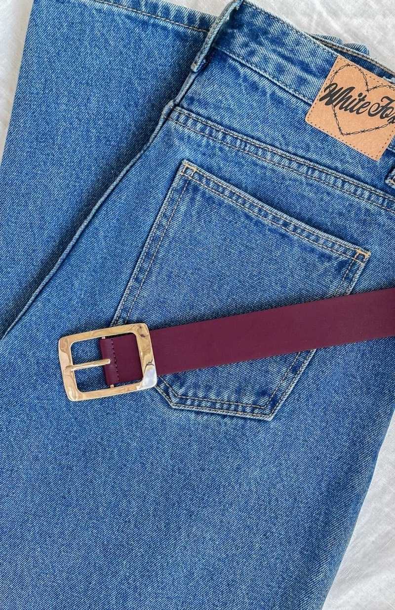 White Fox Nights Like These Belt Burgundy/Gold | DBOGJT-946