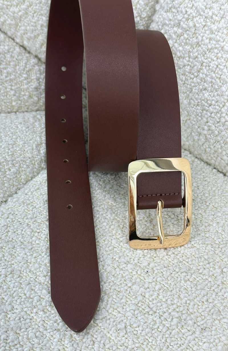 White Fox Nights Like These Belt Chocolate/Gold | KUYFGD-056