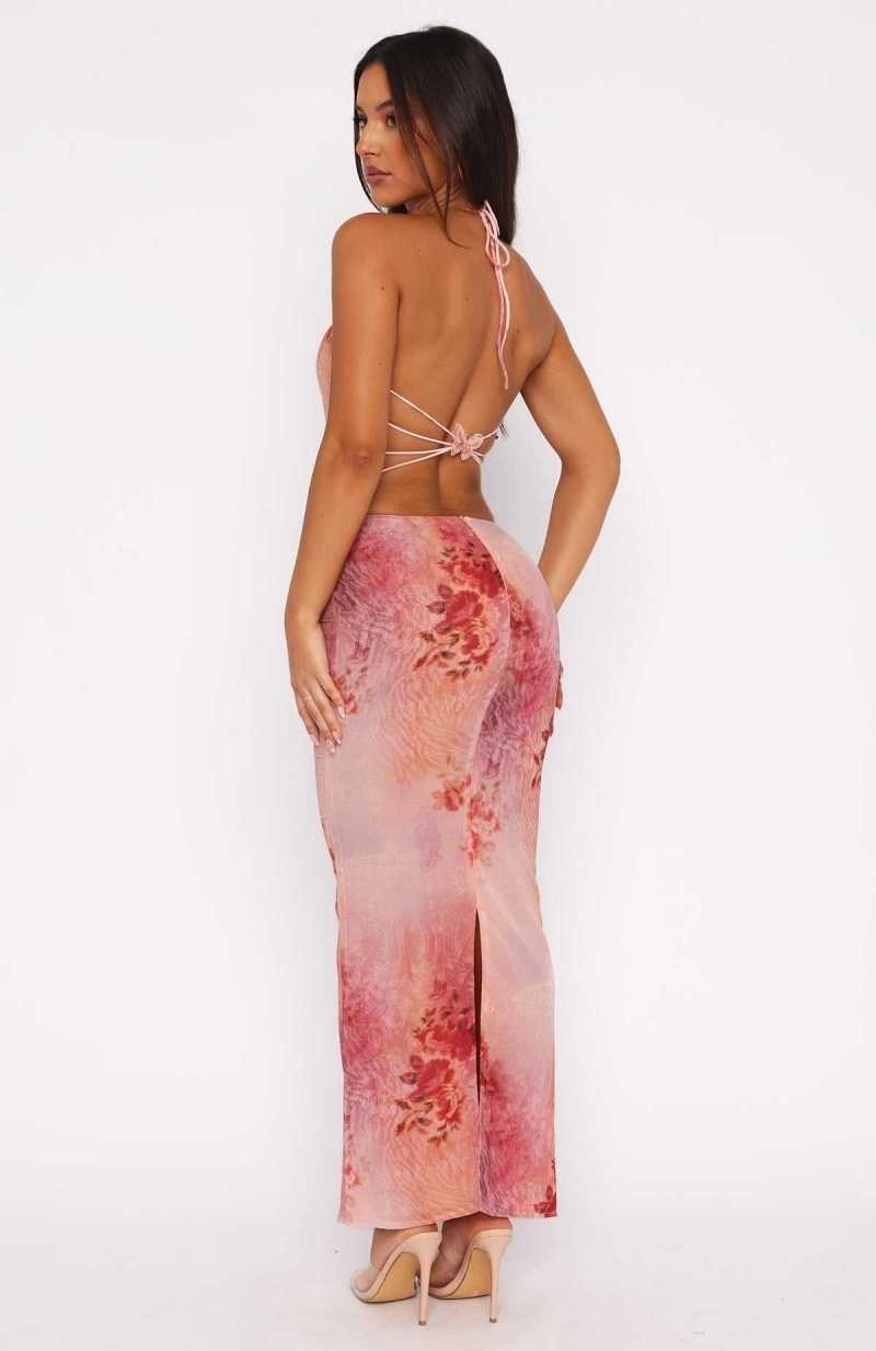 White Fox No Later Maxi Skirt Peach Nectar | USCVML-579