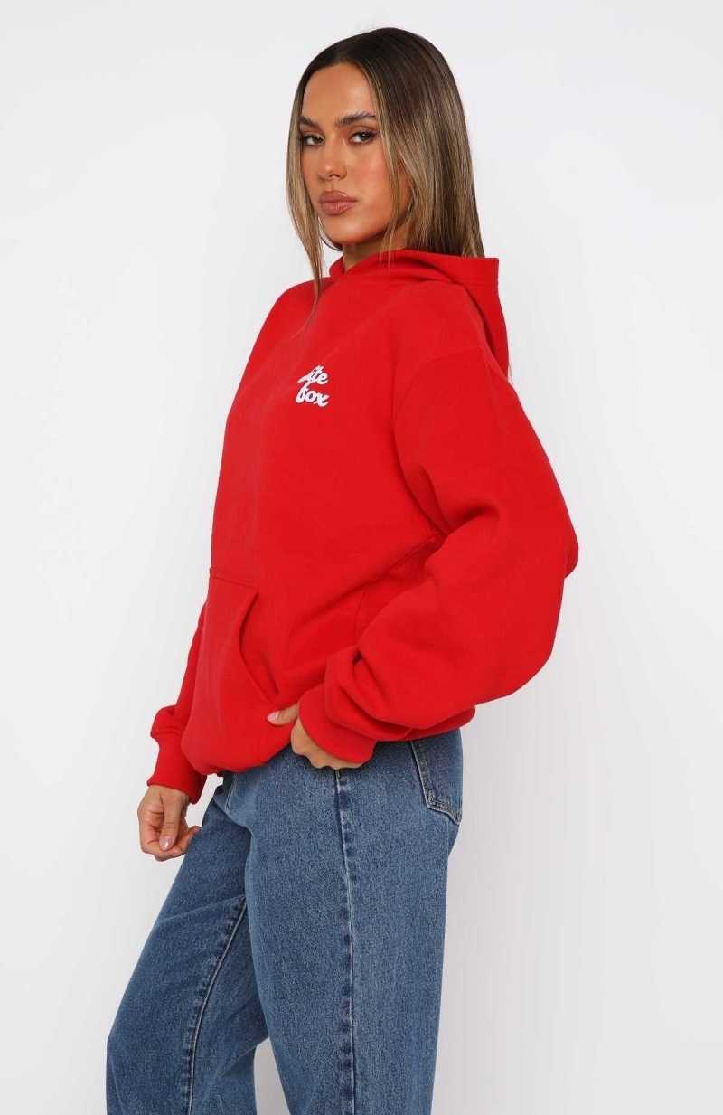 White Fox Not In The Mood Oversized Hoodie Cherry | WLEIGT-593