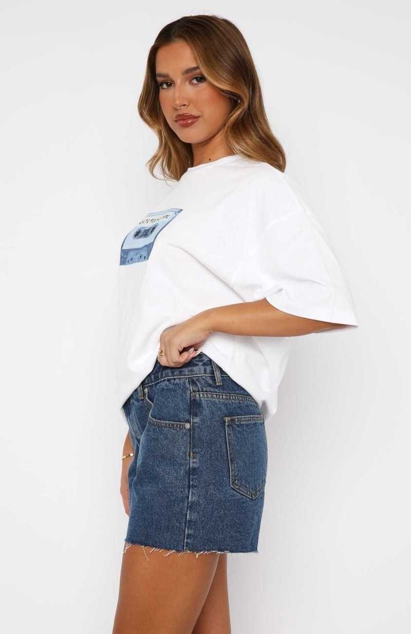 White Fox Not Meant To Be Denim Shorts Dark Blue | GWYQAV-620