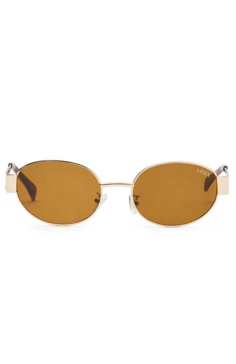 White Fox Oasis Sunglasses Gold/Brown | MUCGIJ-862