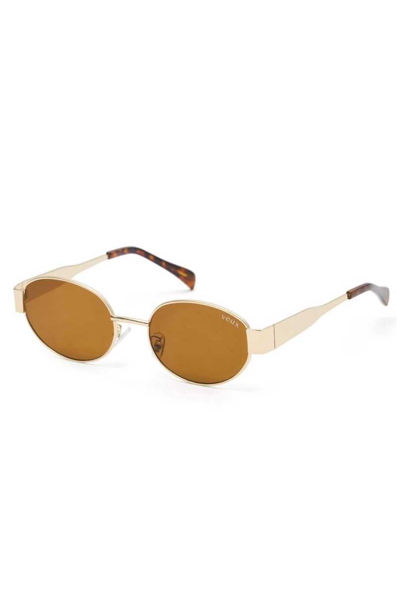 White Fox Oasis Sunglasses Gold/Brown | MUCGIJ-862
