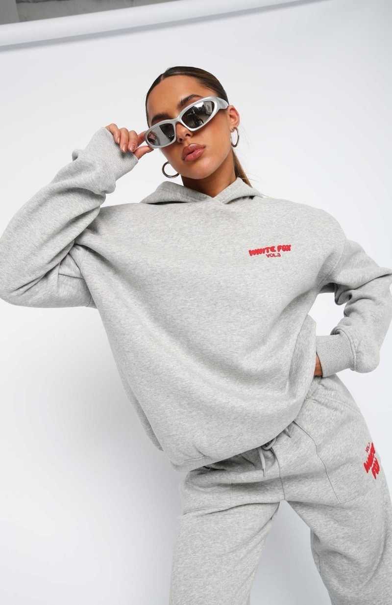 White Fox Offstage Hoodie Alloy Grey | XHYJIO-935