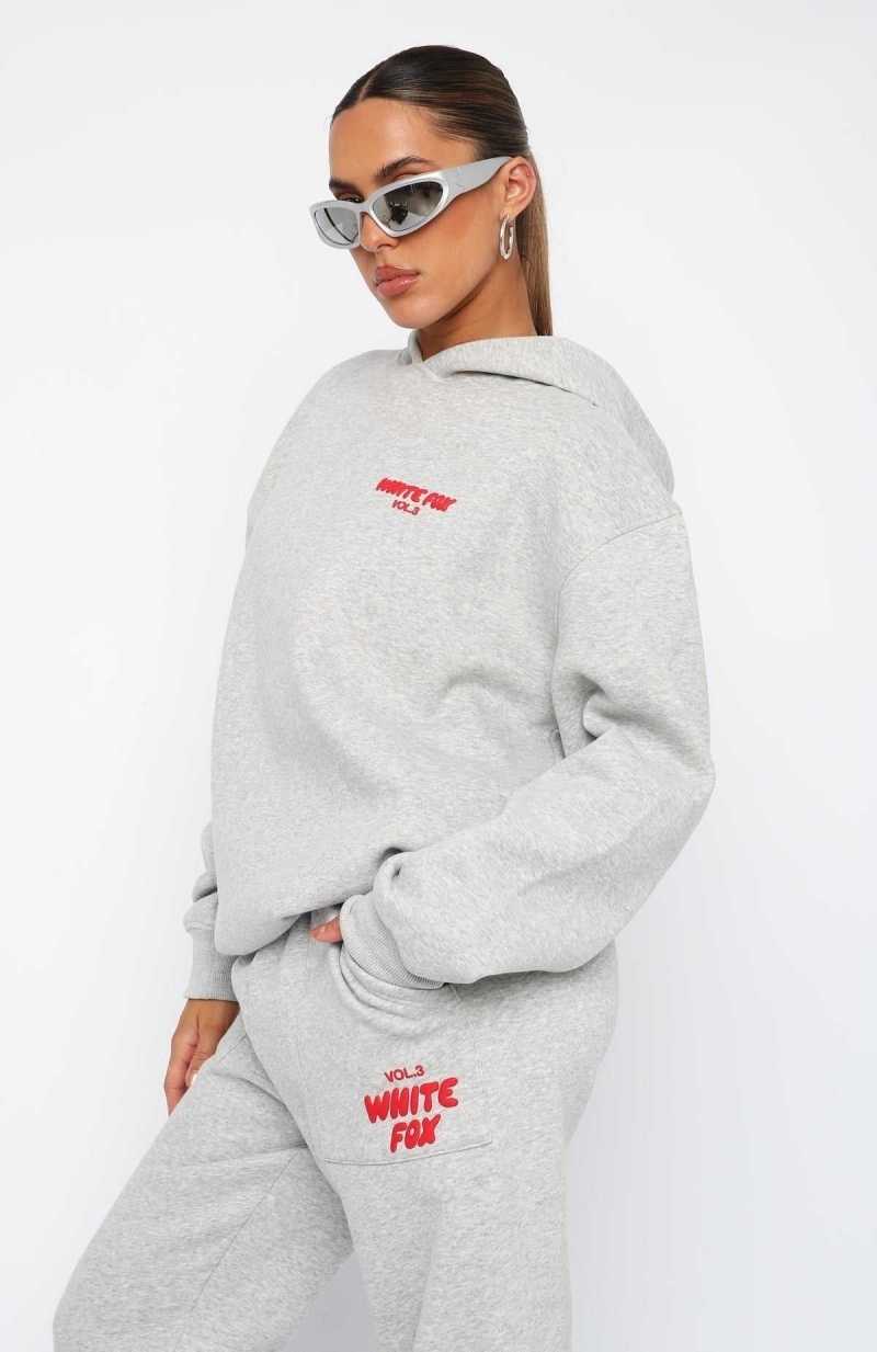 White Fox Offstage Hoodie Alloy Grey | XHYJIO-935