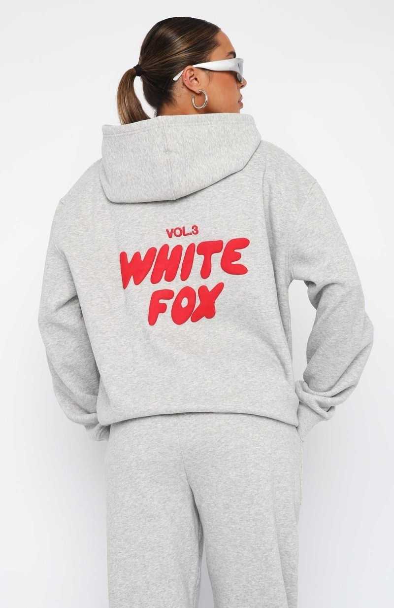 White Fox Offstage Hoodie Alloy Grey | XHYJIO-935