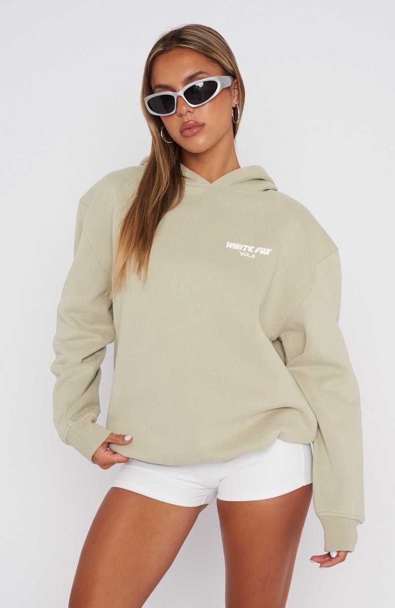 White Fox Offstage Hoodie Moss | FEBAKJ-947