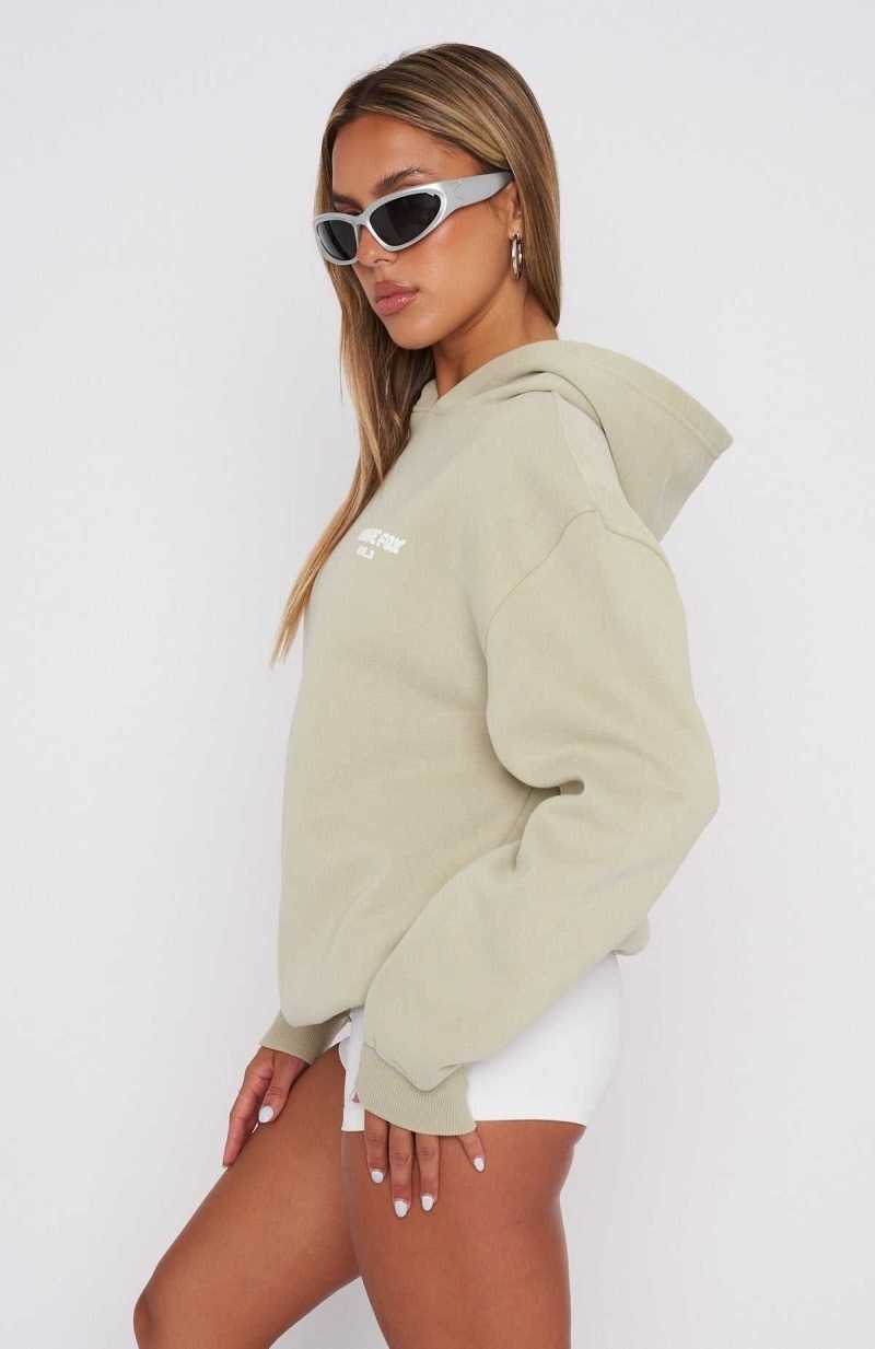 White Fox Offstage Hoodie Moss | FEBAKJ-947