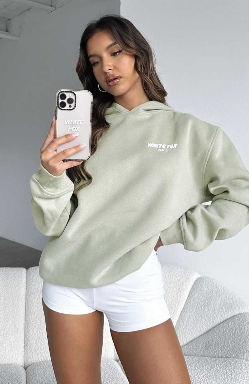 White Fox Offstage Hoodie Moss | FEBAKJ-947