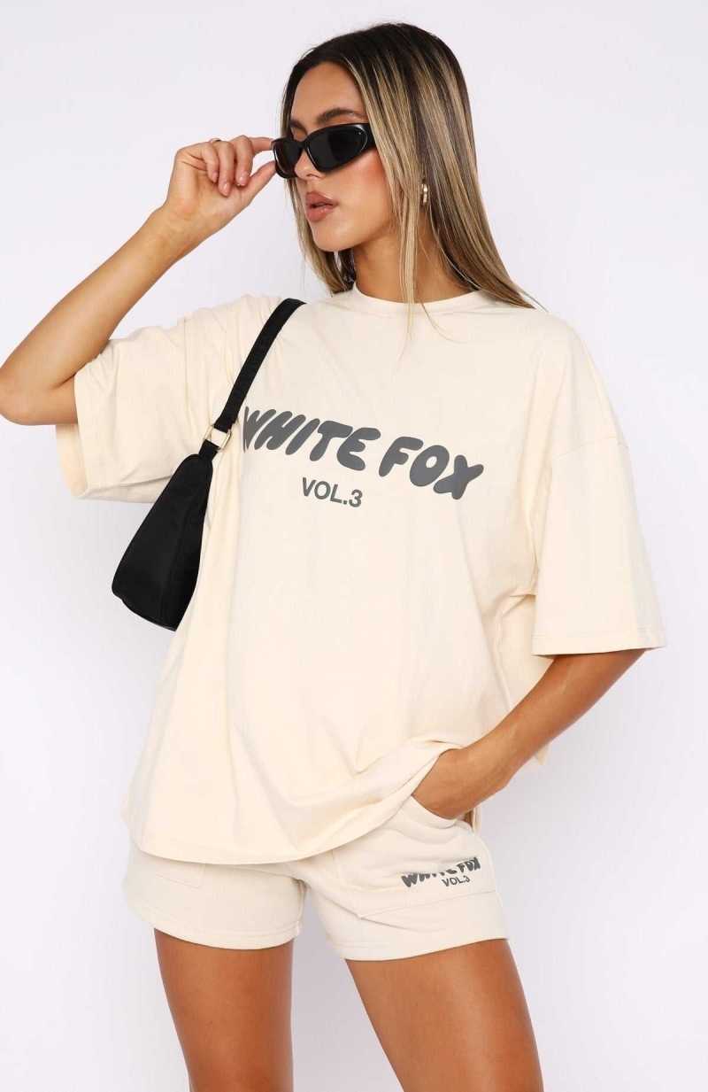 White Fox Offstage Lounge Shorts Pebble | QWOBJZ-163