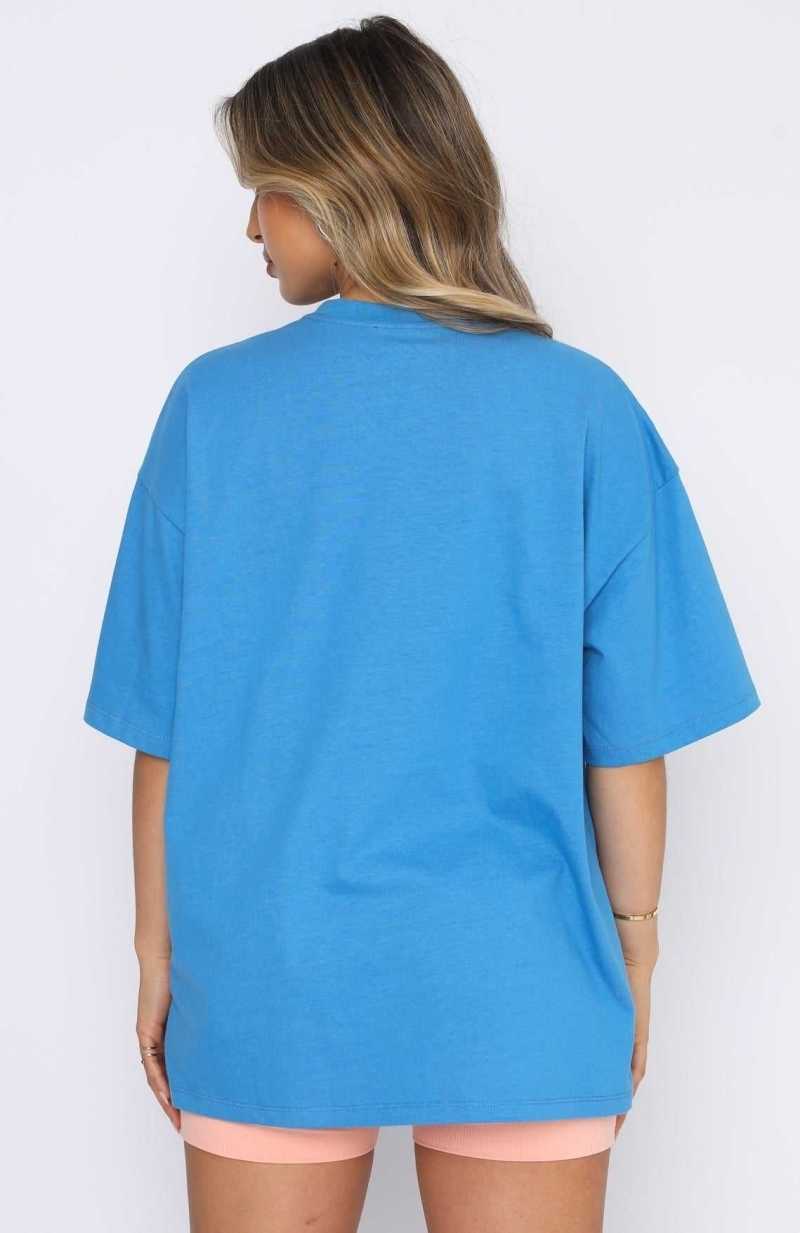 White Fox Offstage Oversized Tee Azure | RJWTNB-074