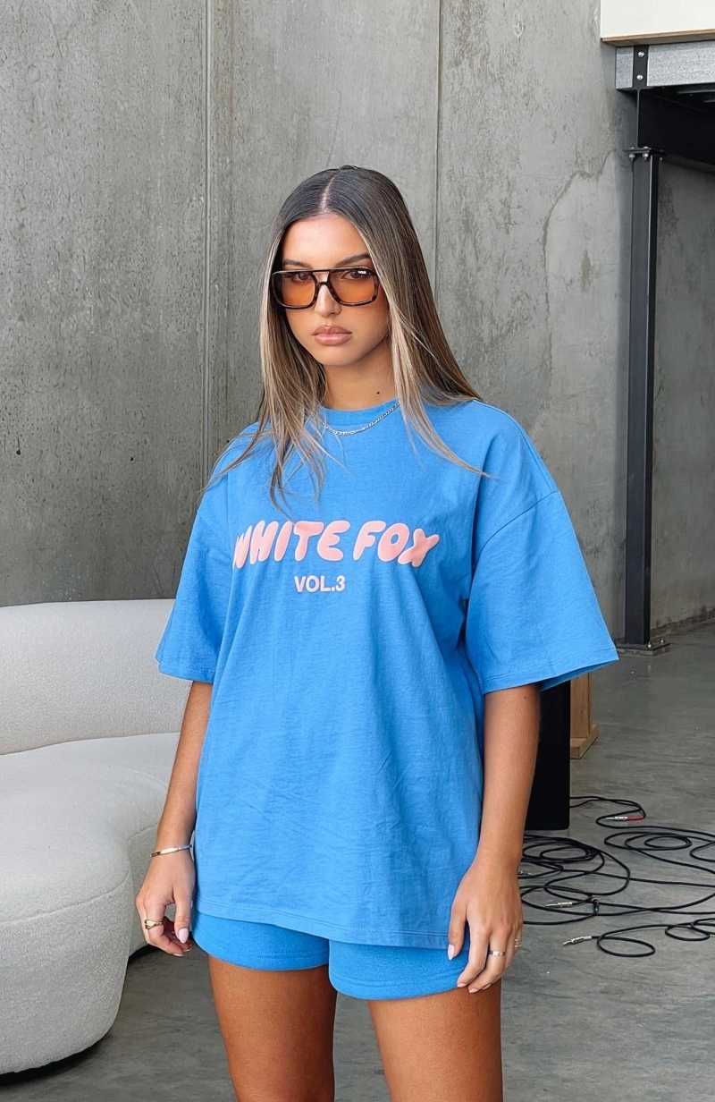 White Fox Offstage Oversized Tee Azure | RJWTNB-074