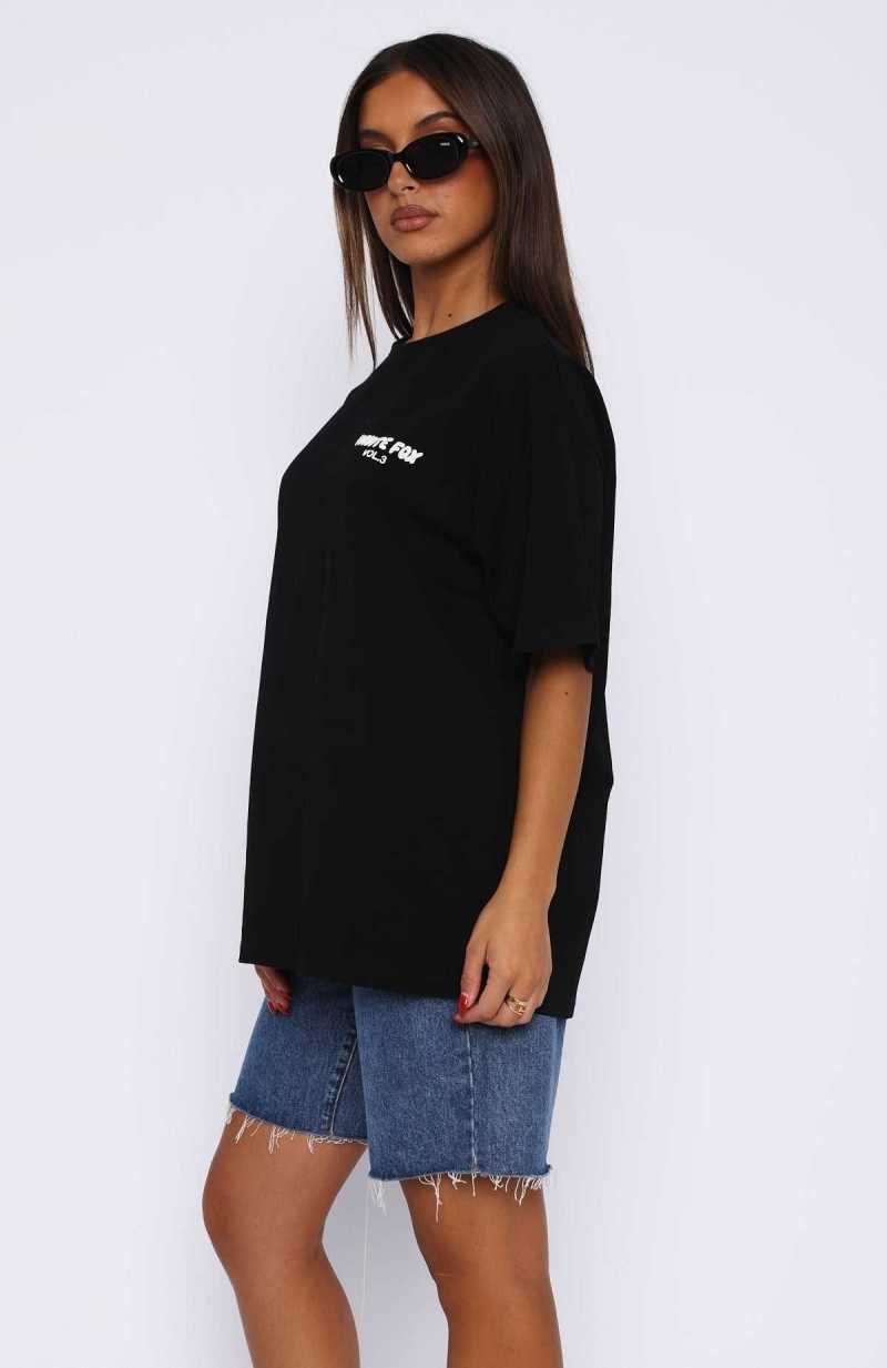 White Fox Offstage Oversized Tee Black | XKBYUC-813