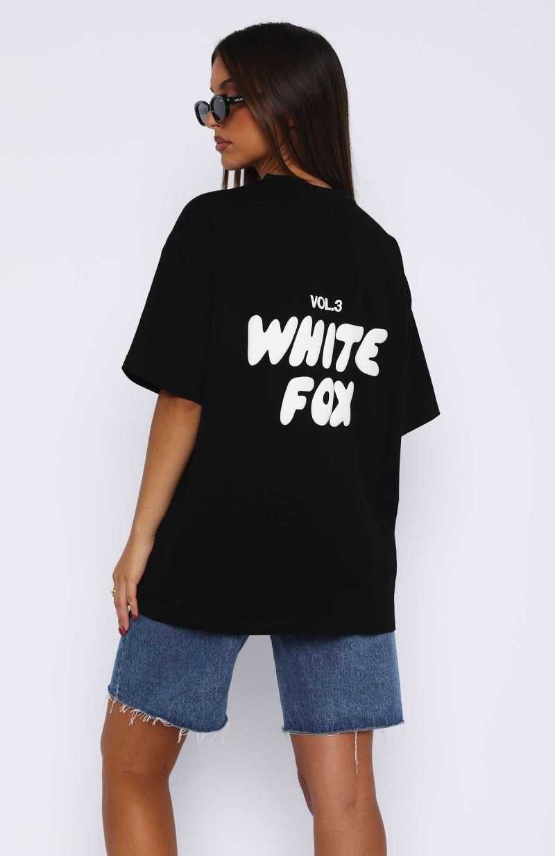 White Fox Offstage Oversized Tee Black | XKBYUC-813
