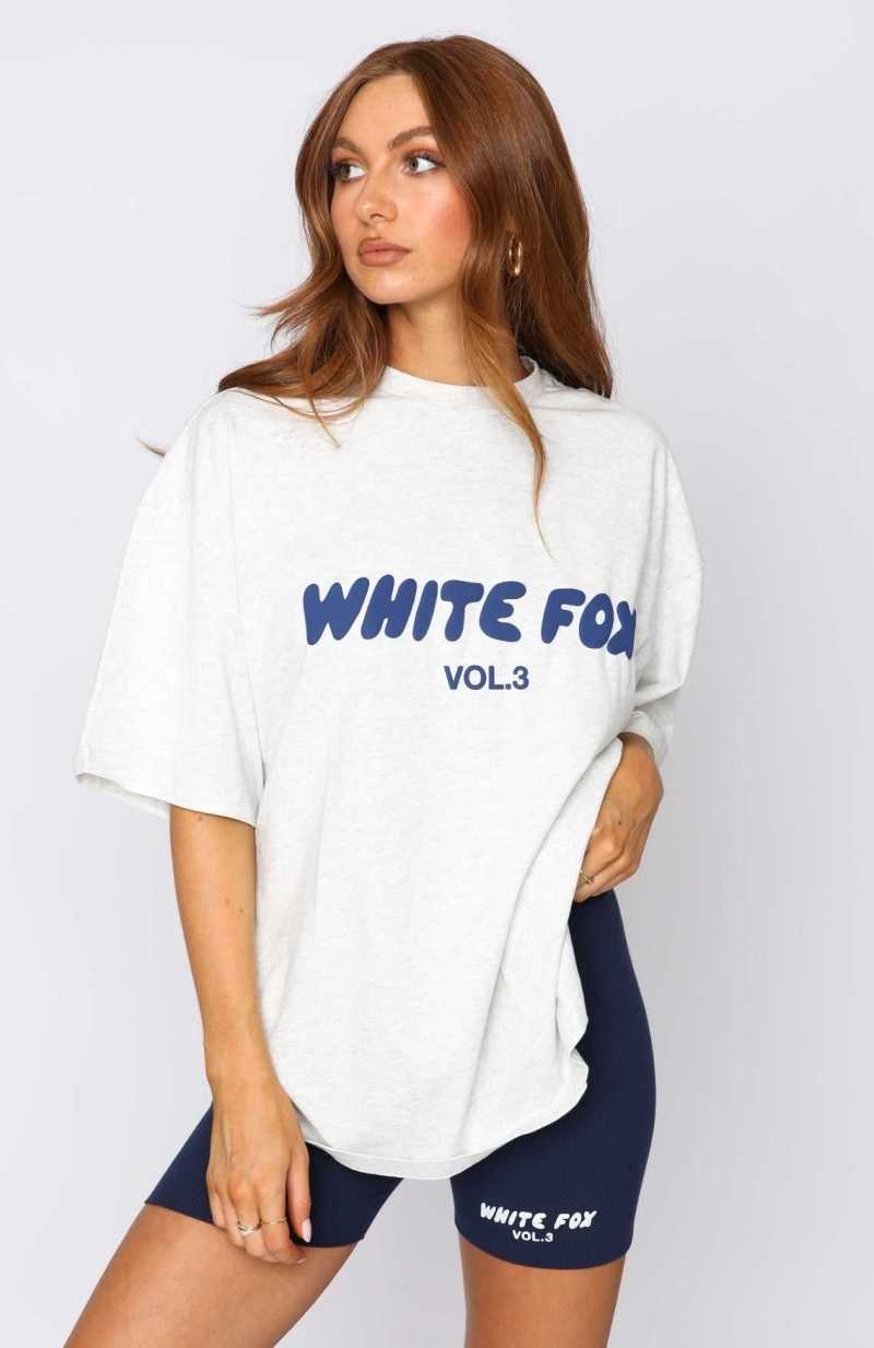 White Fox Offstage Oversized Tee Mineral Grey | TPMDBF-392