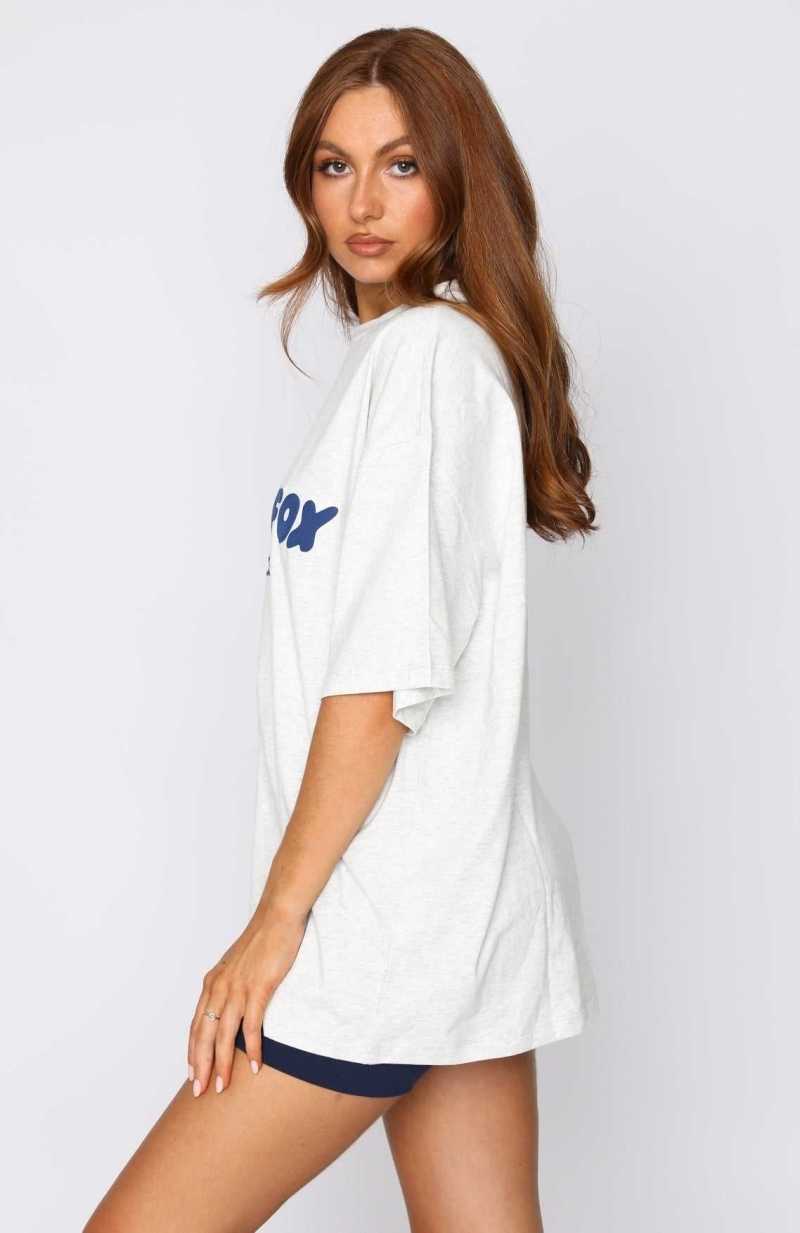 White Fox Offstage Oversized Tee Mineral Grey | TPMDBF-392