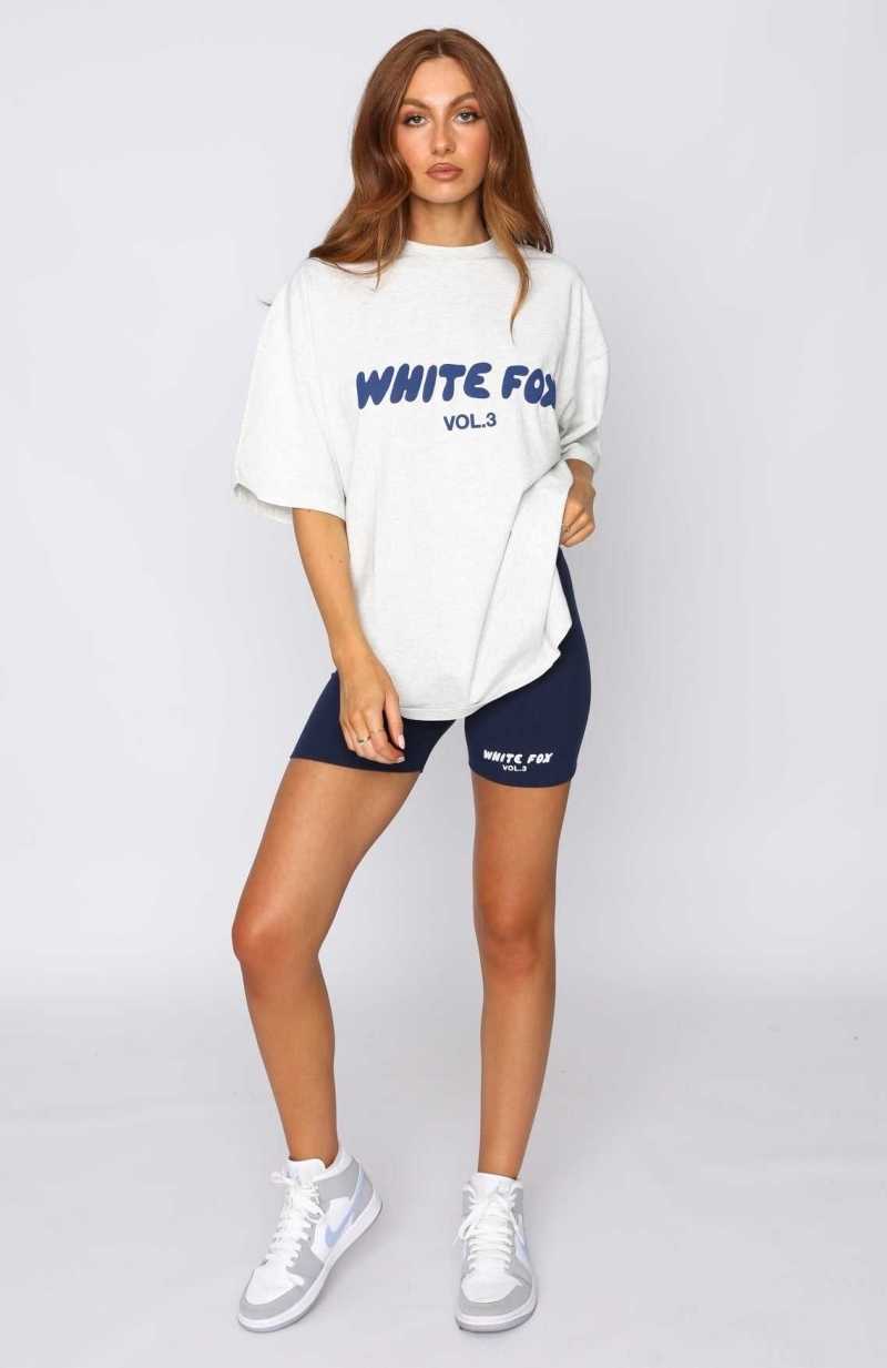White Fox Offstage Oversized Tee Mineral Grey | TPMDBF-392