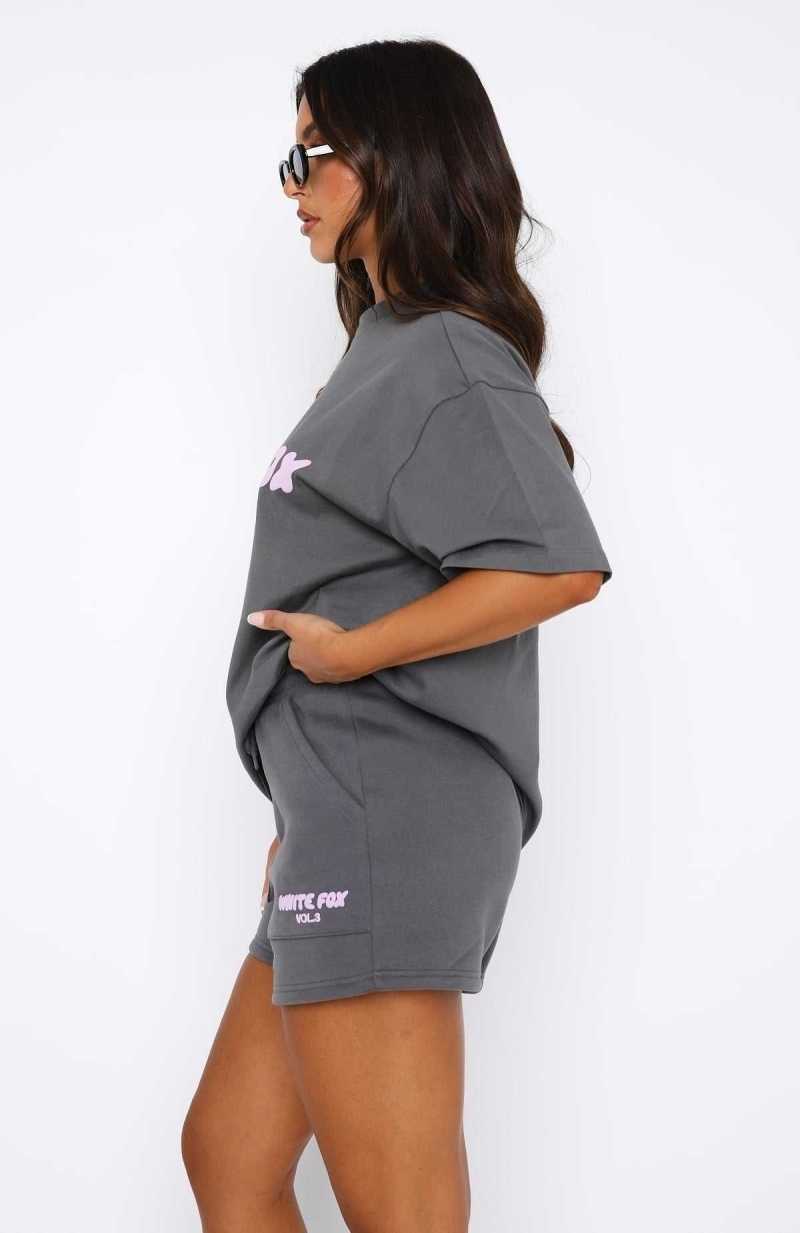 White Fox Offstage Oversized Tee Volcanic | LQJHDX-176