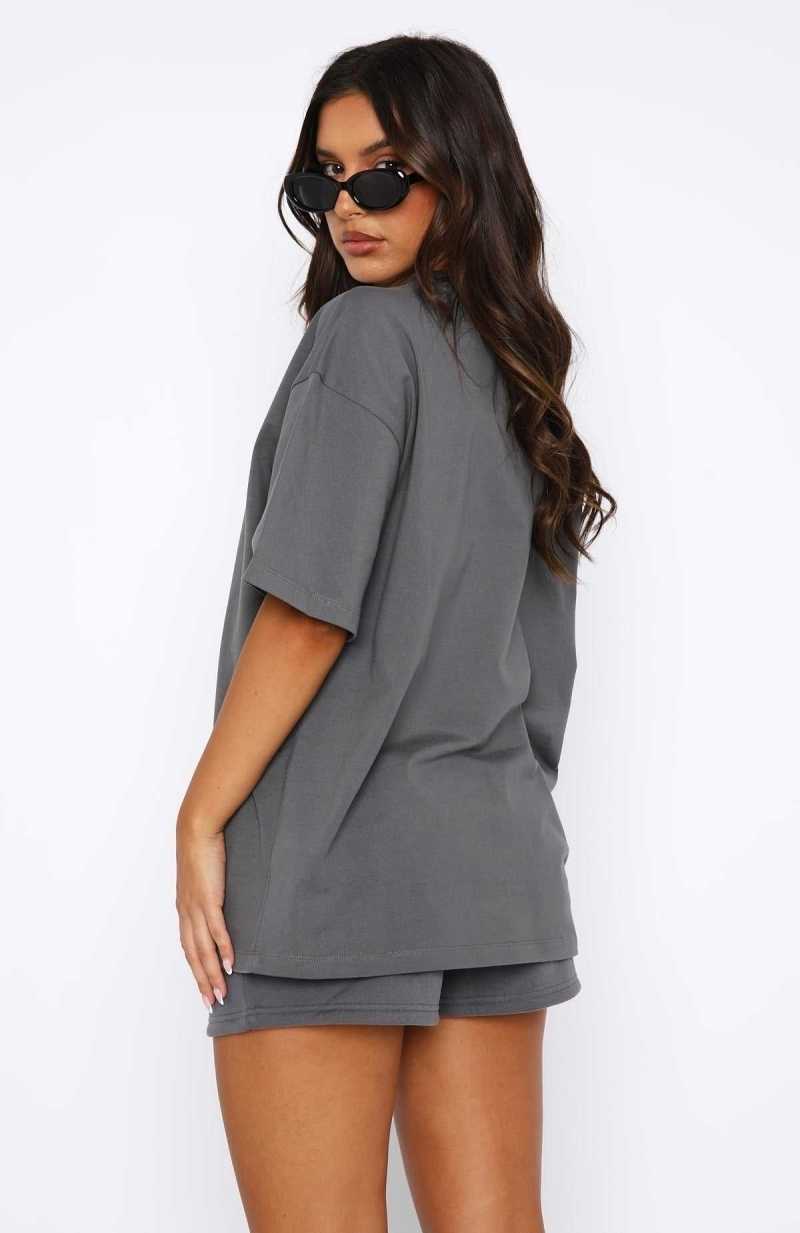 White Fox Offstage Oversized Tee Volcanic | LQJHDX-176